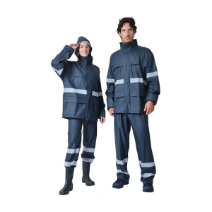Αδιάβροχο Κουστούμι PU Με Ανακλαστικές Ταινίες Ergo Μπλε