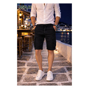 Βερμούδα Ελαστική Βαμβακερή Display Σε Μαύρο Χρώμα